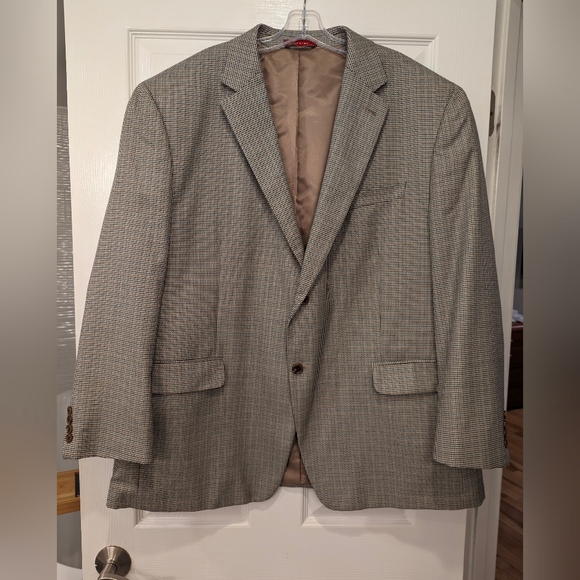 Izod Men Blazer sports coat jacket houndstooth gray two button classic fit 48R - Picture 1 of 8